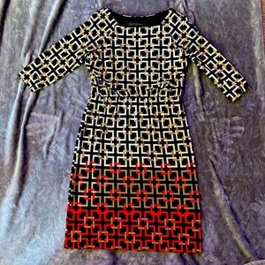 🍁Jessica Howard size 8, 3/4 sleeve patterned dress